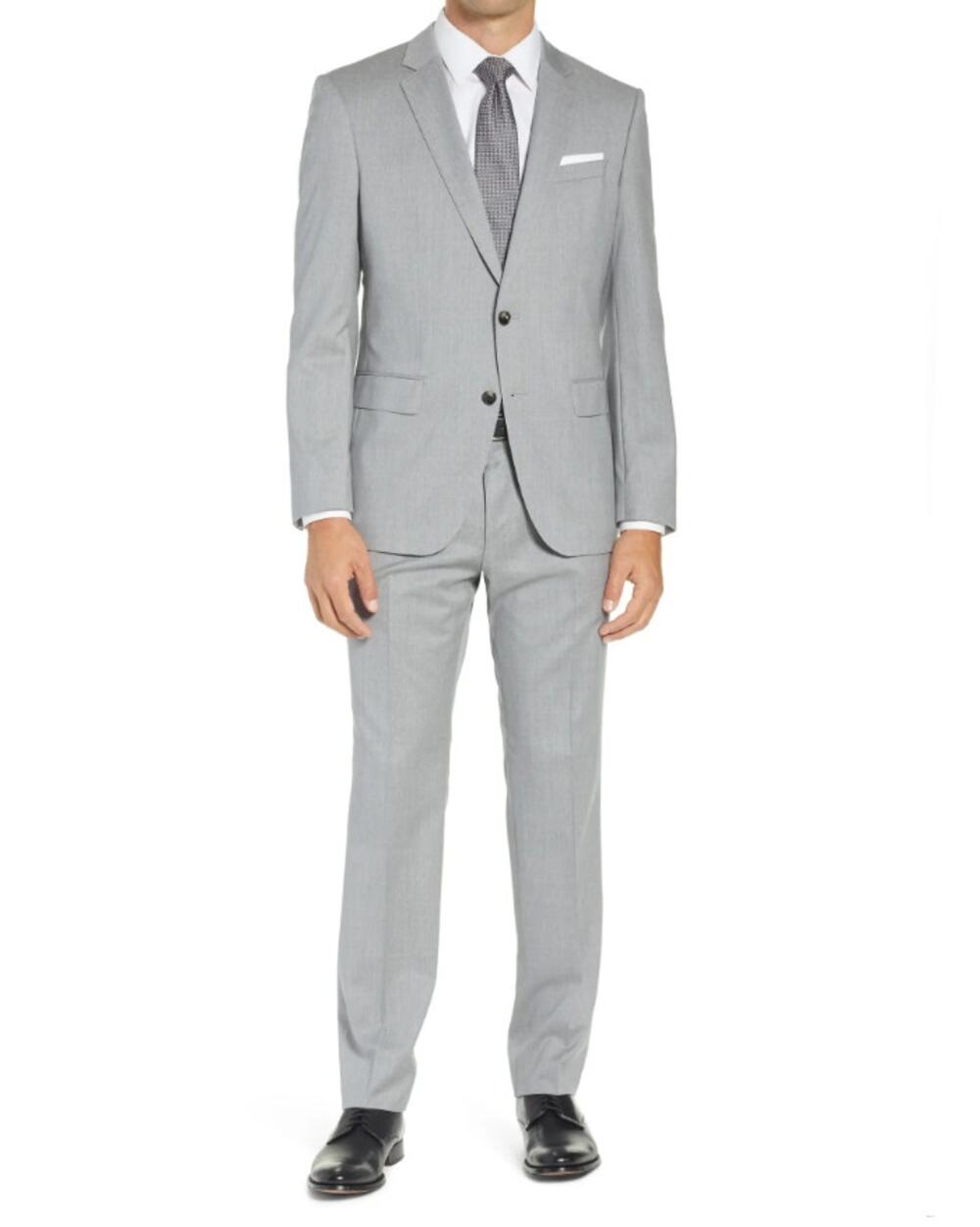 Boss Genius Trim Fit Solid Wool Suit, Size 44 L